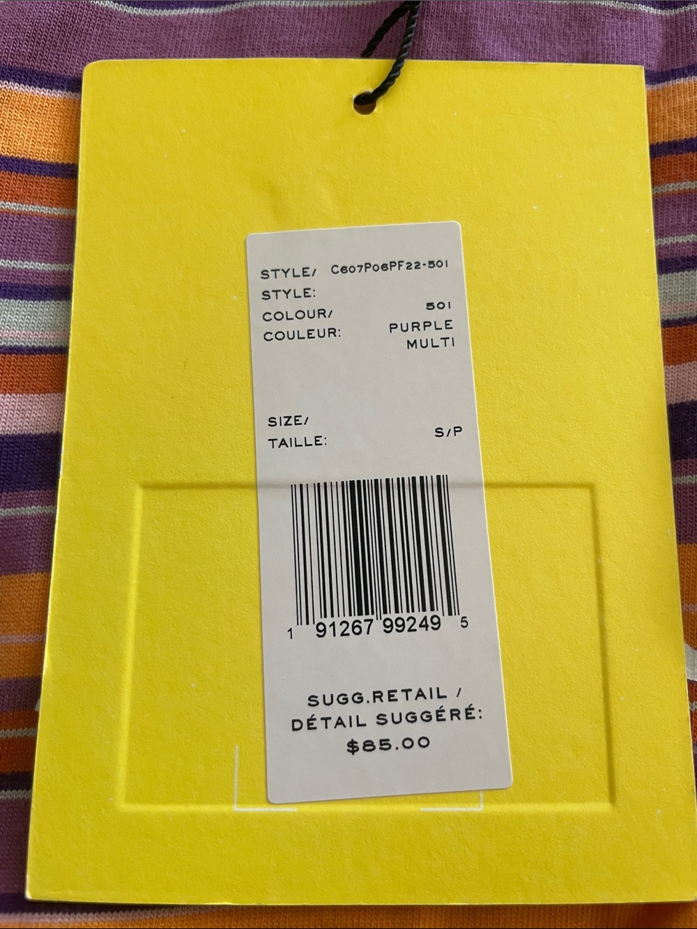 NWT Marc Jacobs Purple & Orange Striped Sleeveless Shirt - Picture 5 of 8
